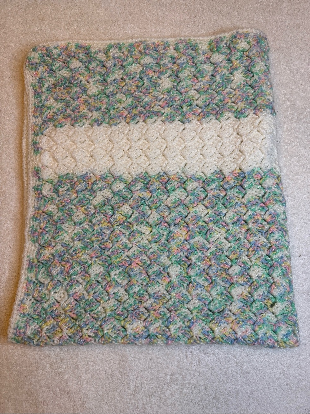 Handmade Crochet Baby Blanket Shell Stitch Pastel Grannycore Afghan 28x35